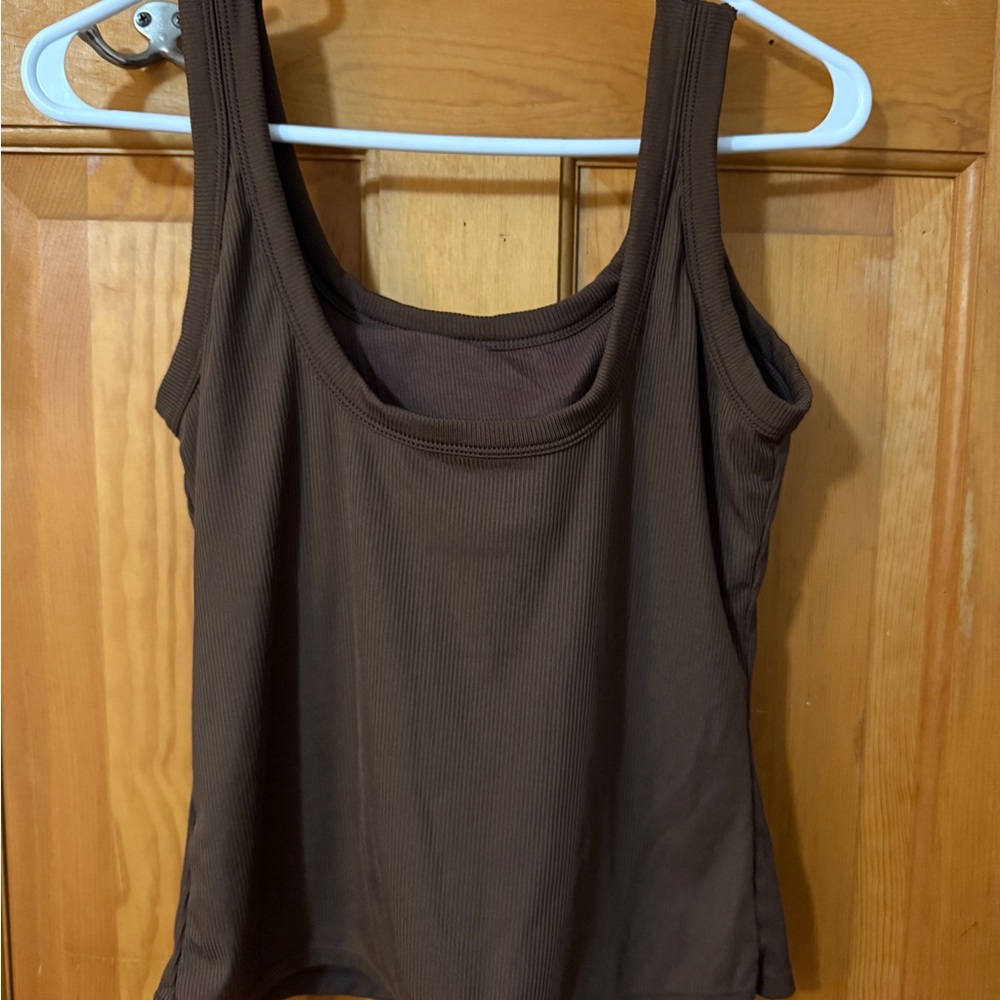 Brown Ribbed Tank Top - Picture 2 of 3